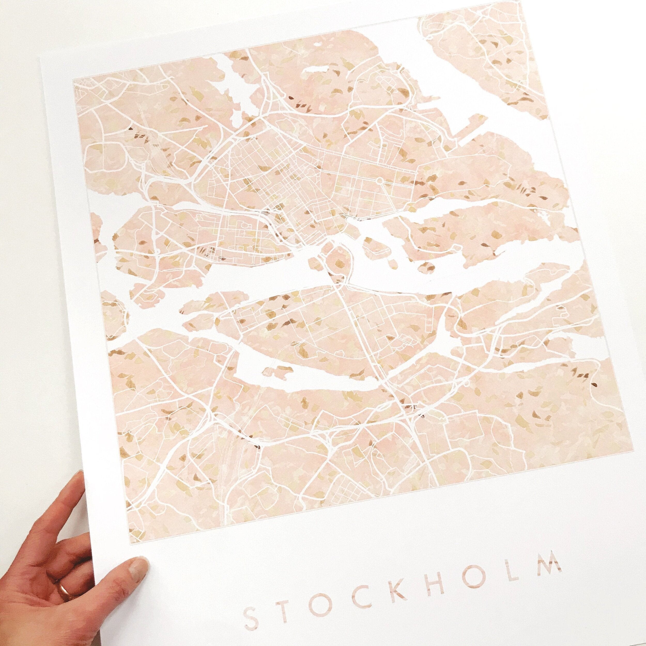STOCKHOLM Watercolor City Blocks Map: PRINT