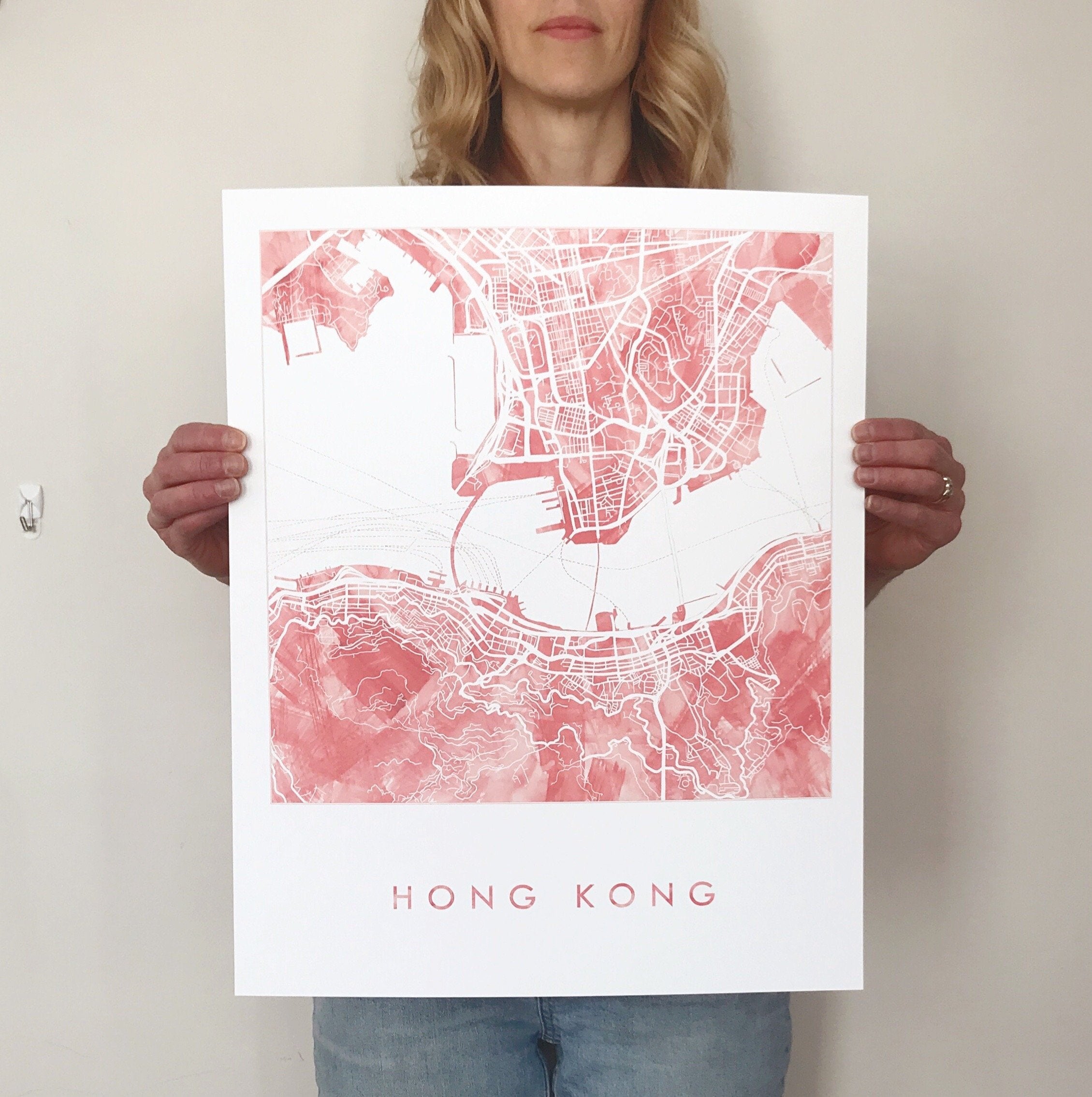 HONG KONG Watercolor Wash City Map: PRINT