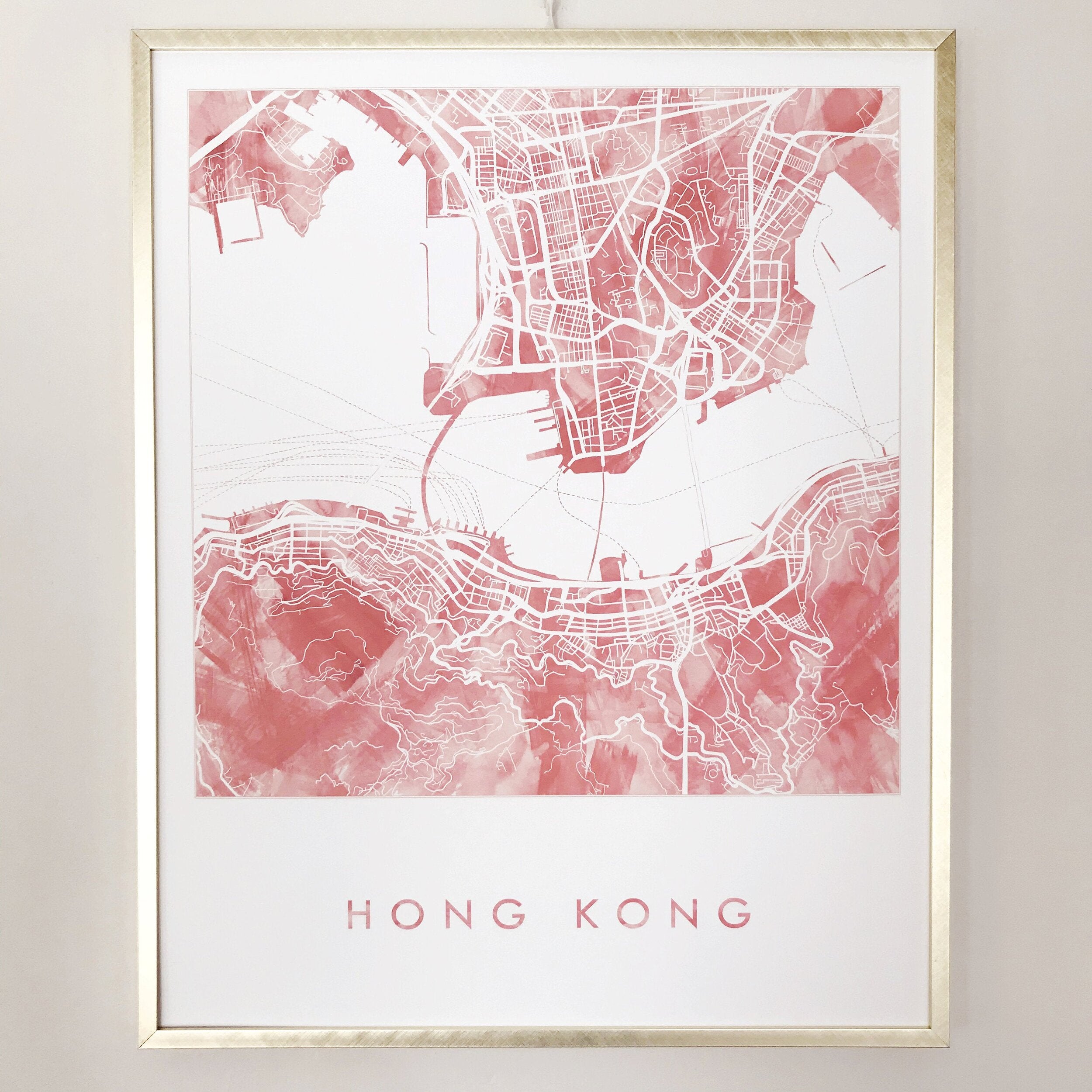 HONG KONG Watercolor Wash City Map: PRINT