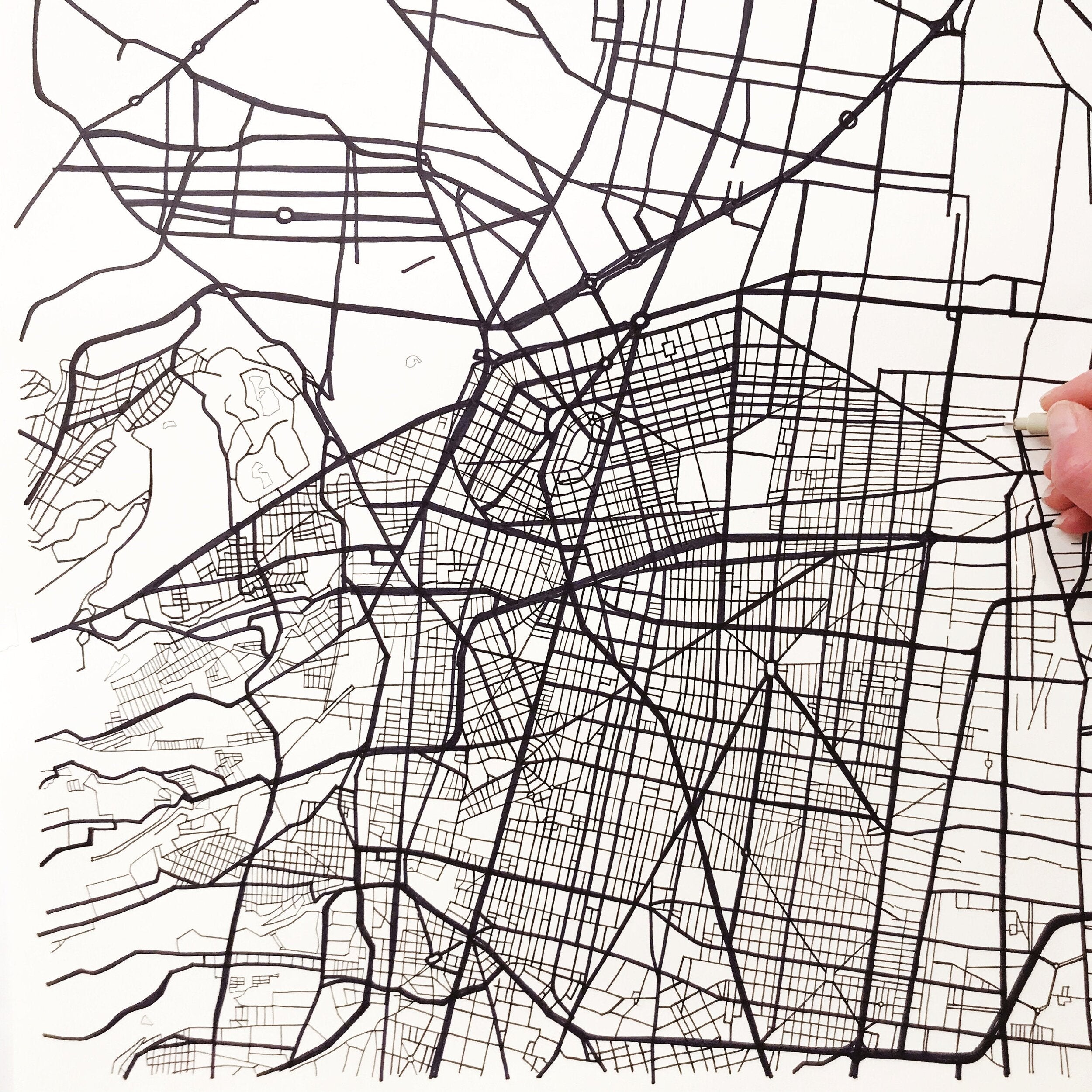 MEXICO CITY City Line Map Drawing: PRINT
