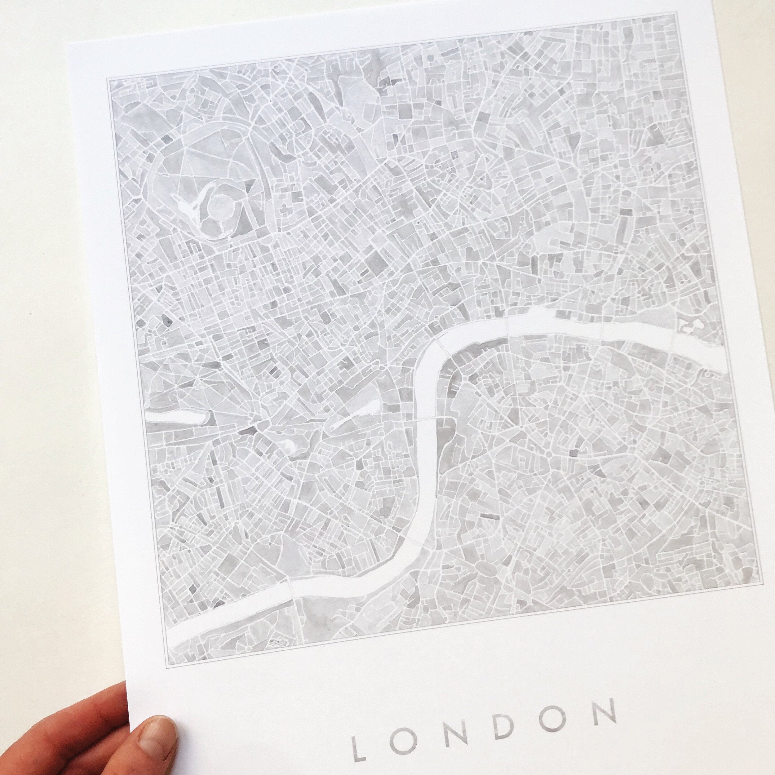LONDON Watercolor City Blocks Map: PRINT