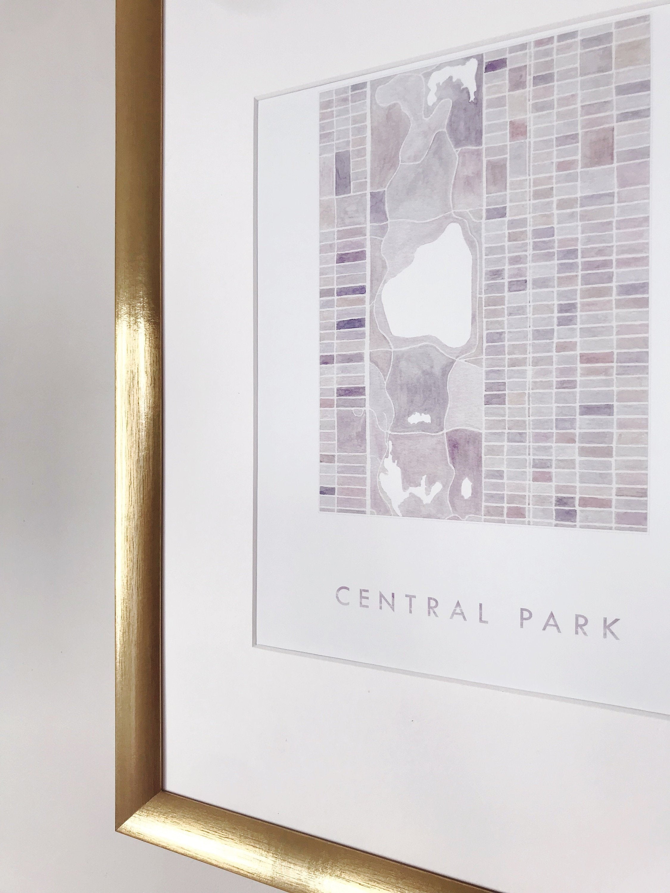 Central Park MANHATTAN Watercolor City Blocks Map: PRINT