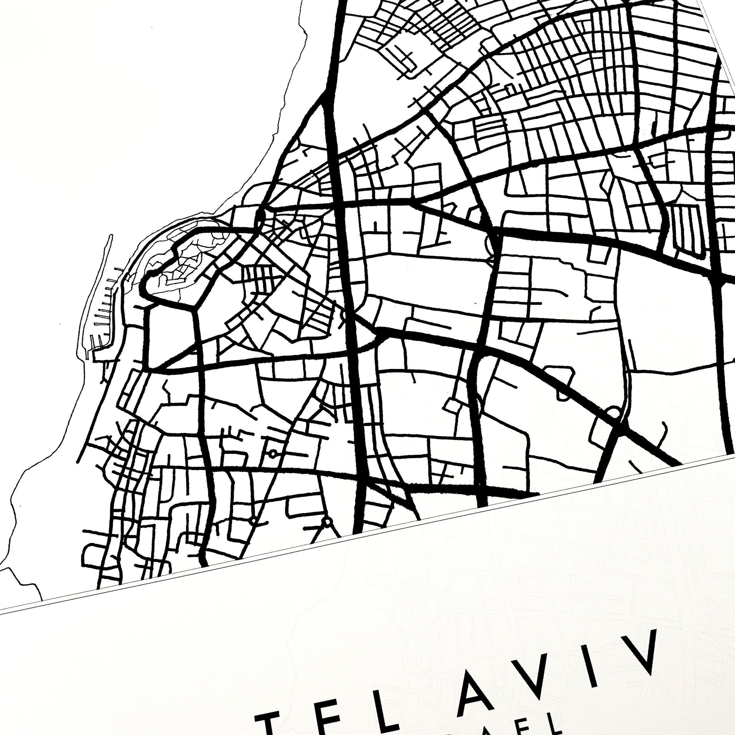 TEL AVIV Israel City Lines Map: PRINT