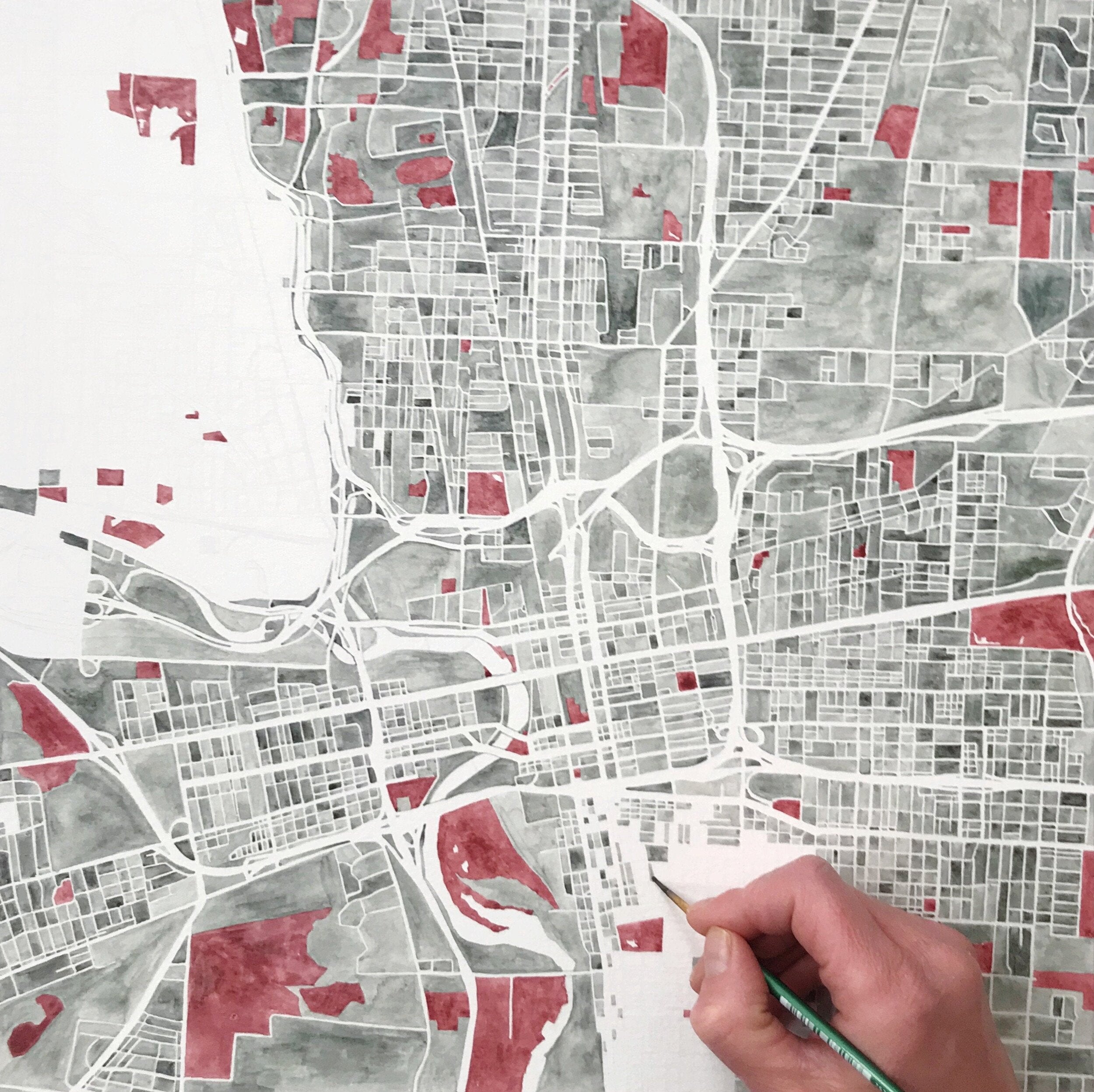 COLUMBUS Watercolor City Blocks Map: PRINT