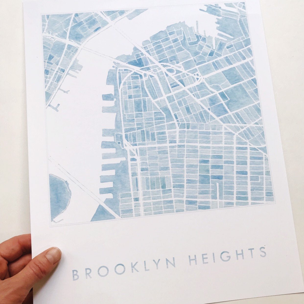 BROOKLYN HEIGHTS Watercolor City Blocks Map: PRINT