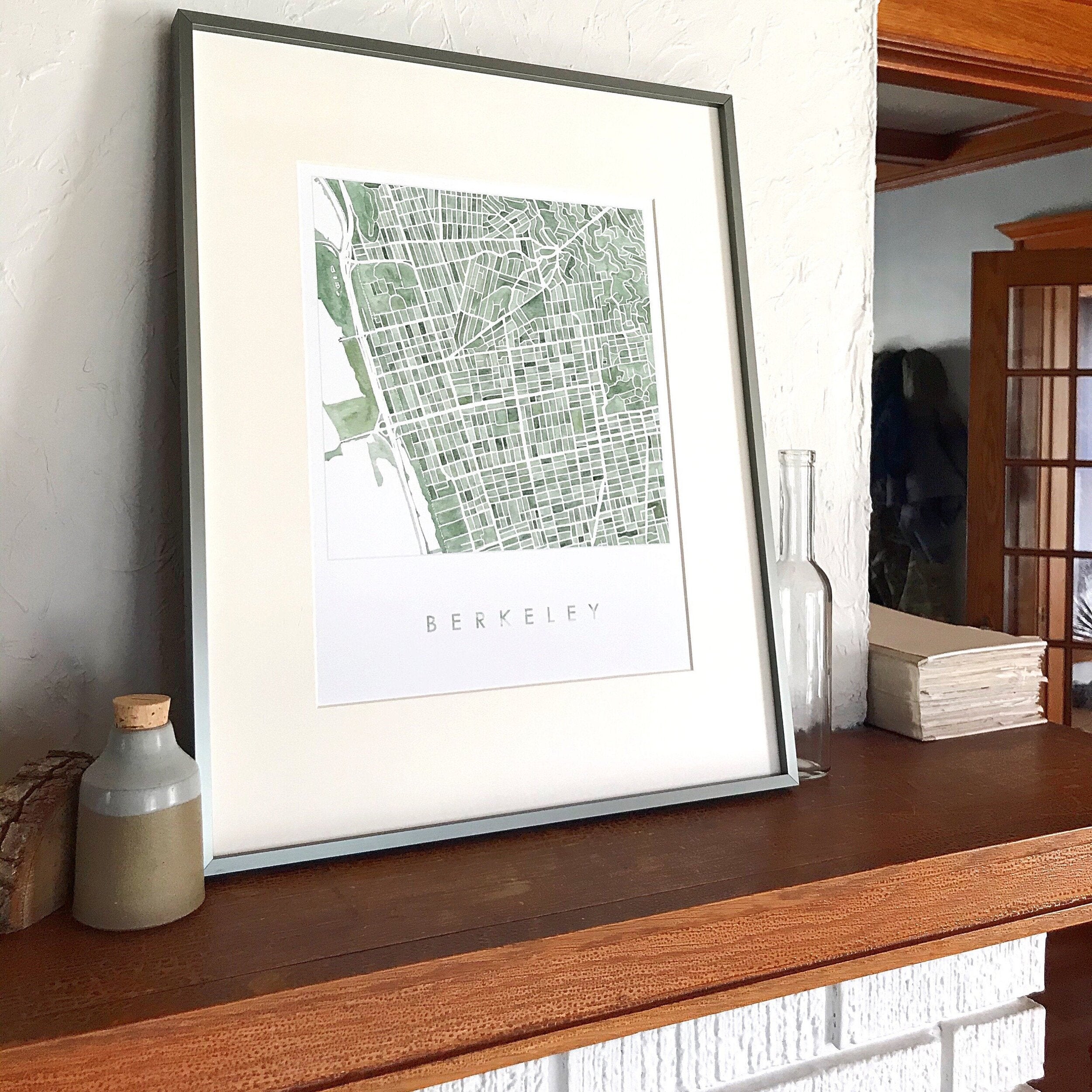 BERKELEY California Map Watercolor City Blocks Map: PRINT