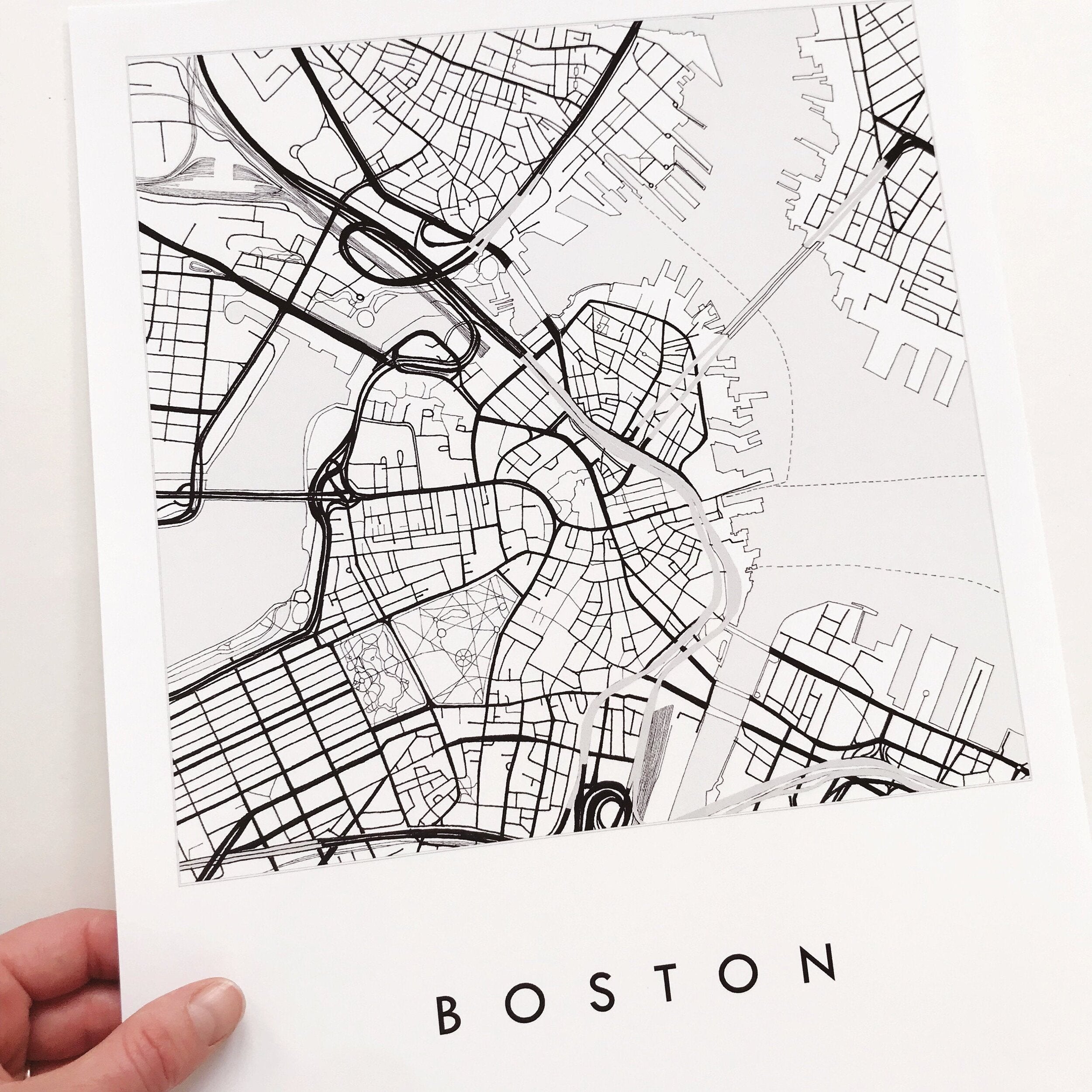 BOSTON Massachusetts City Lines Map: PRINT