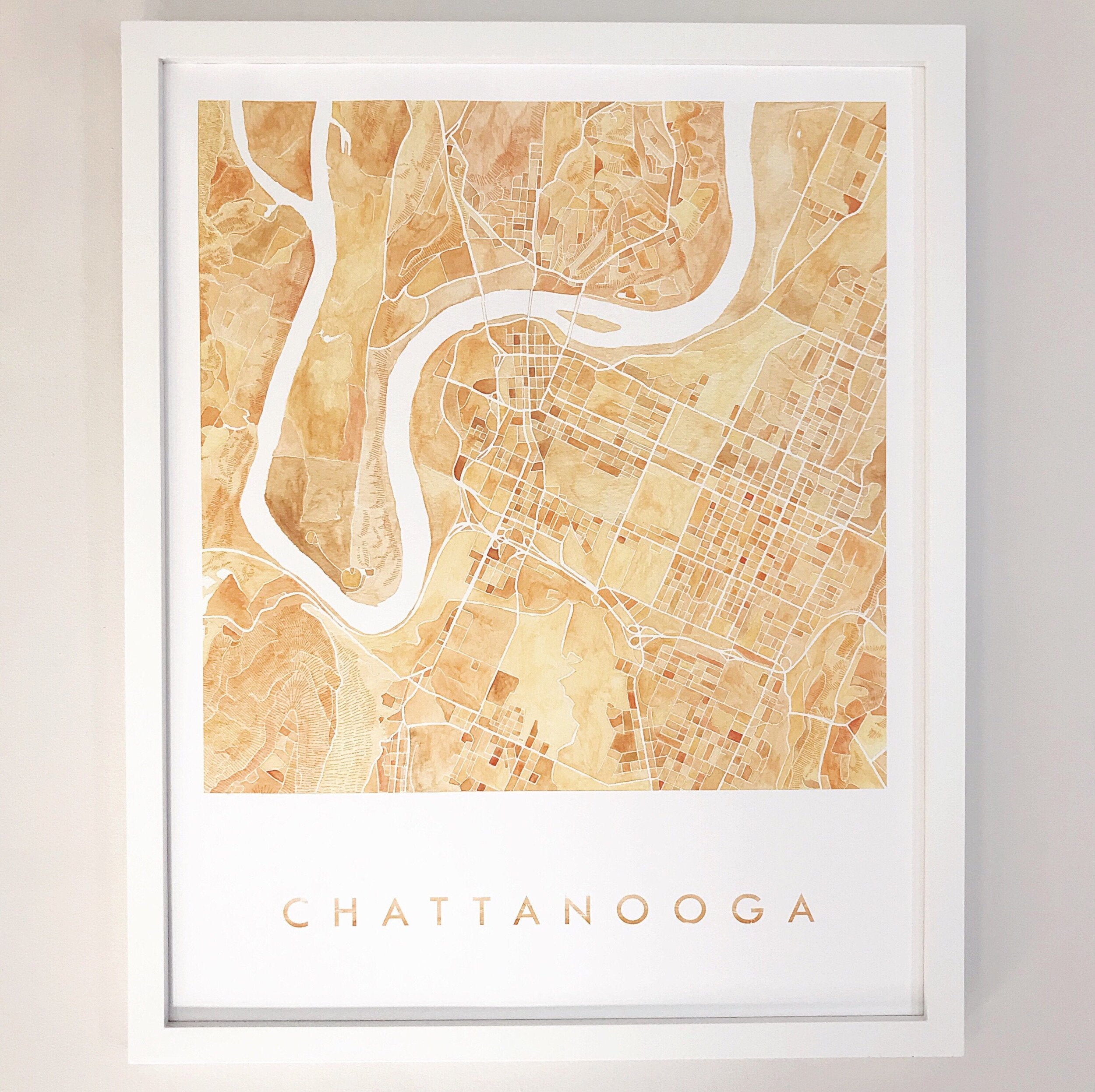 CHATTANOOGA Watercolor City Blocks Map: PRINT