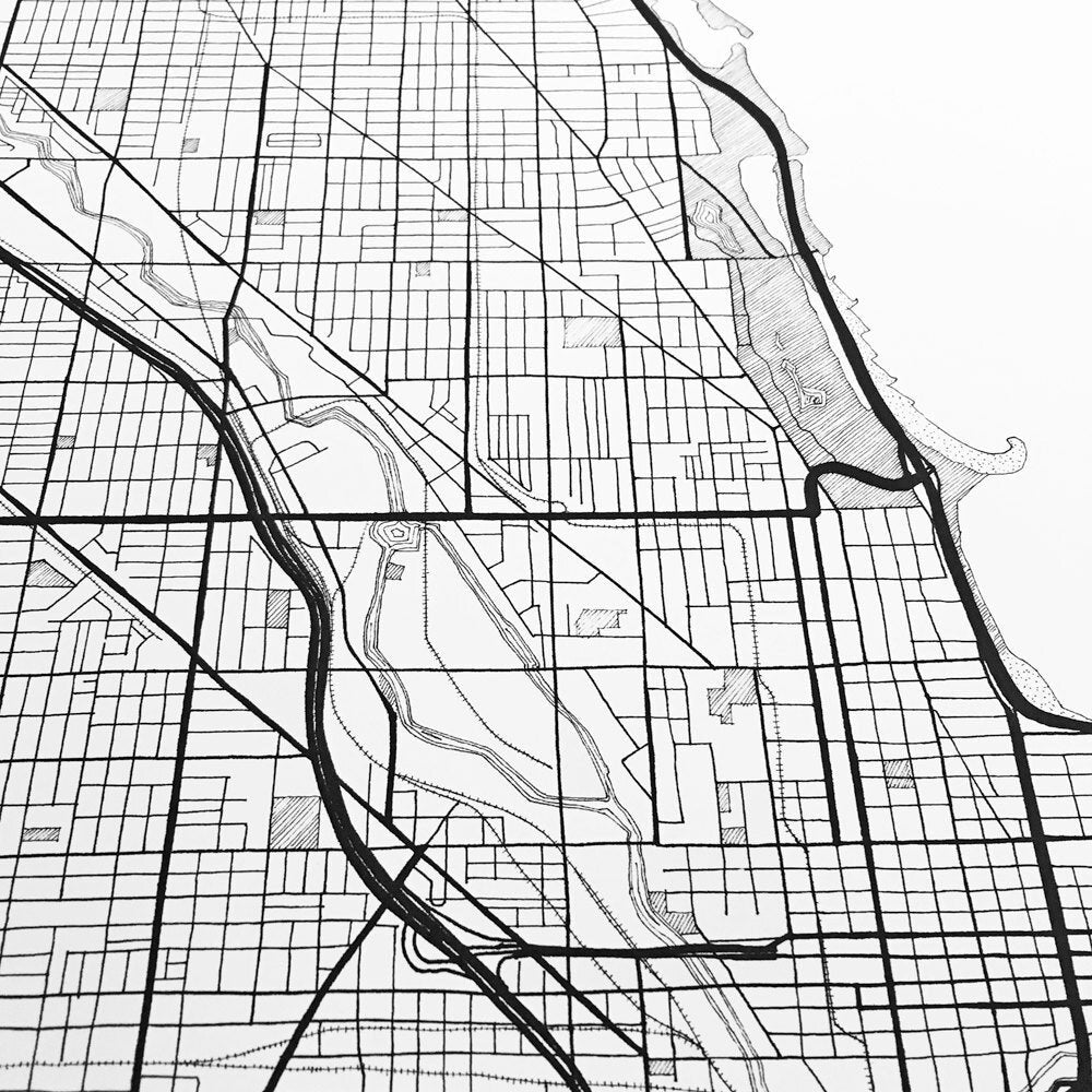 CHICAGO City Lines Map: PRINT