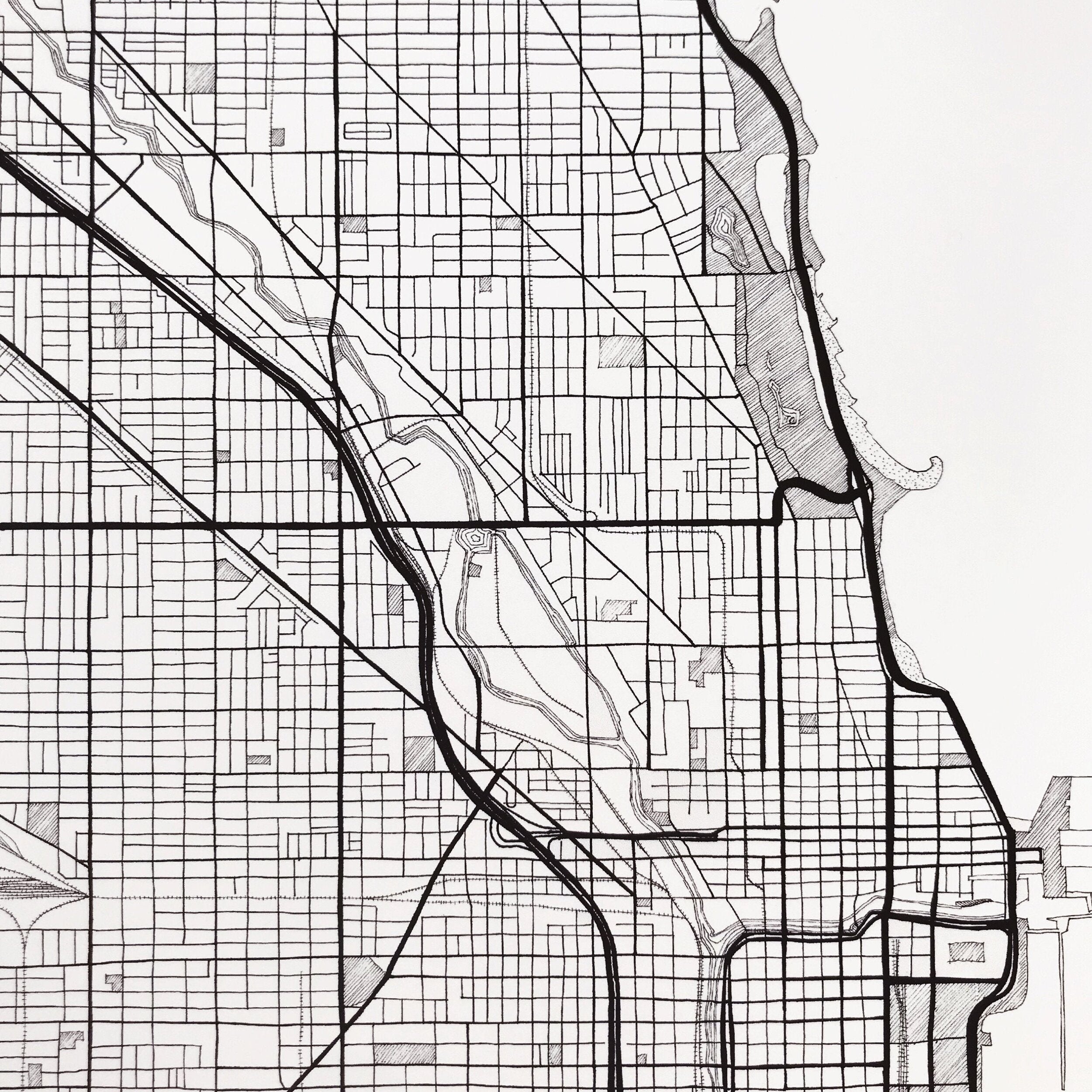 CHICAGO City Lines Map: PRINT