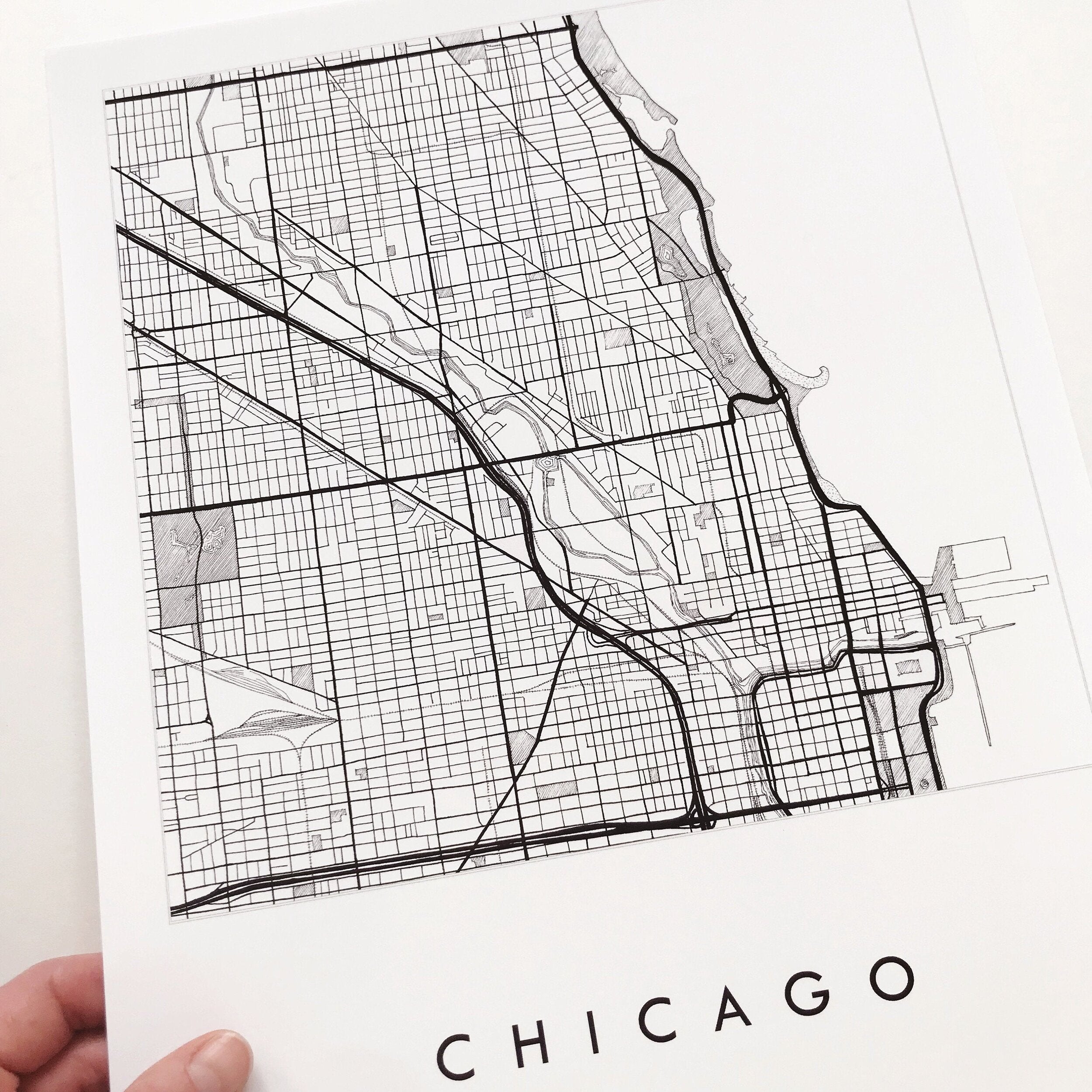 CHICAGO City Lines Map: PRINT