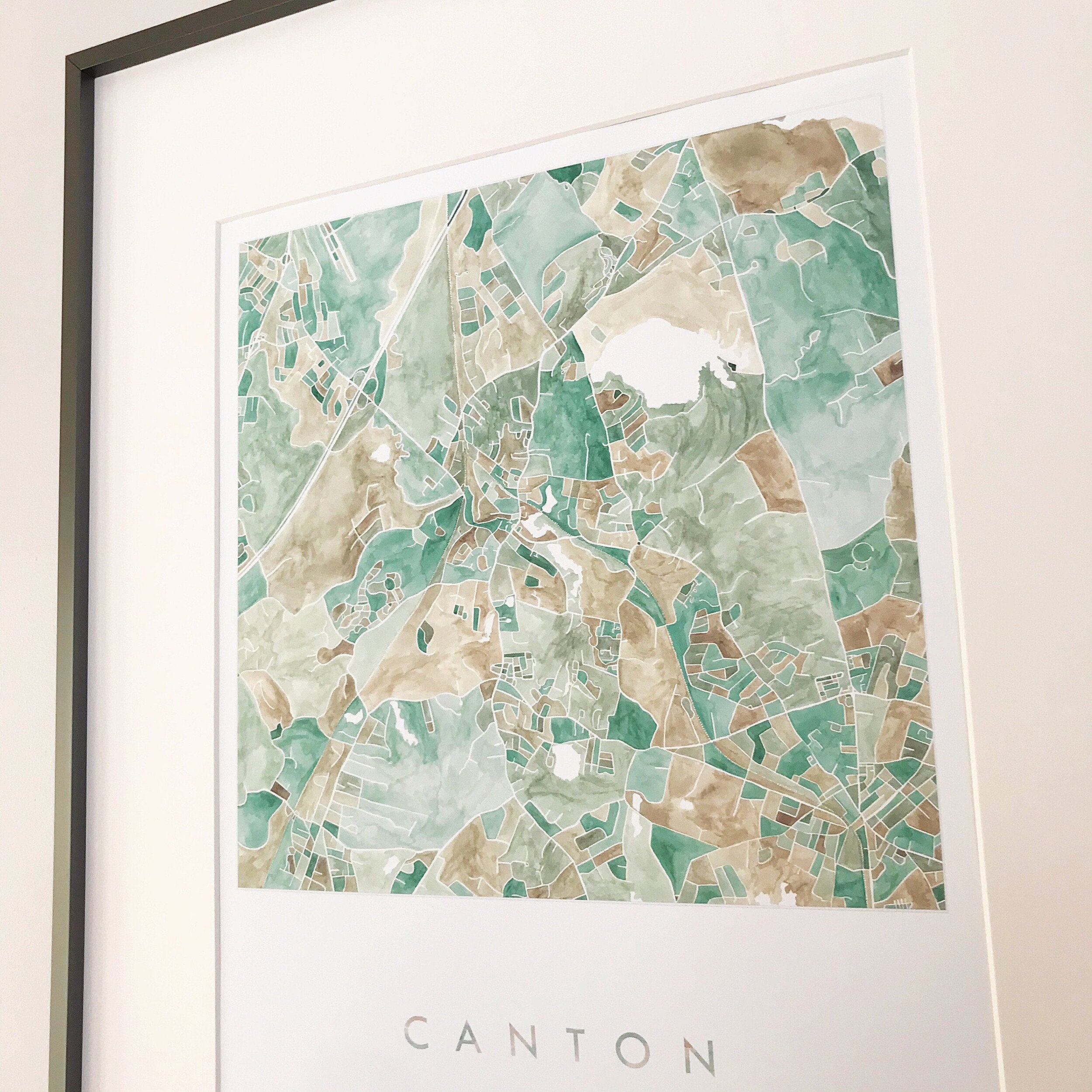 CANTON Massachusetts Watercolor City Blocks Map: PRINT