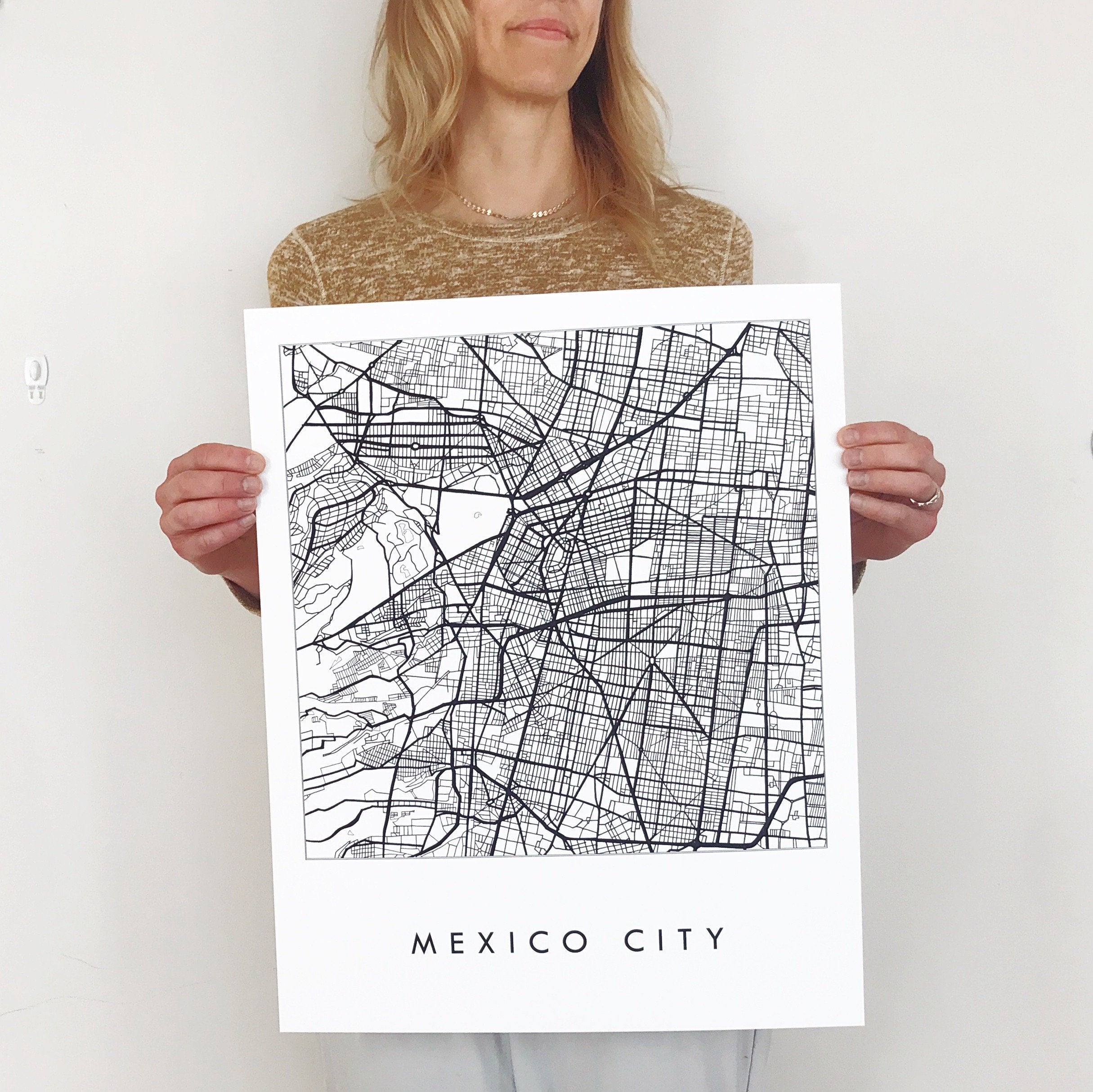 MEXICO CITY City Line Map Drawing: PRINT