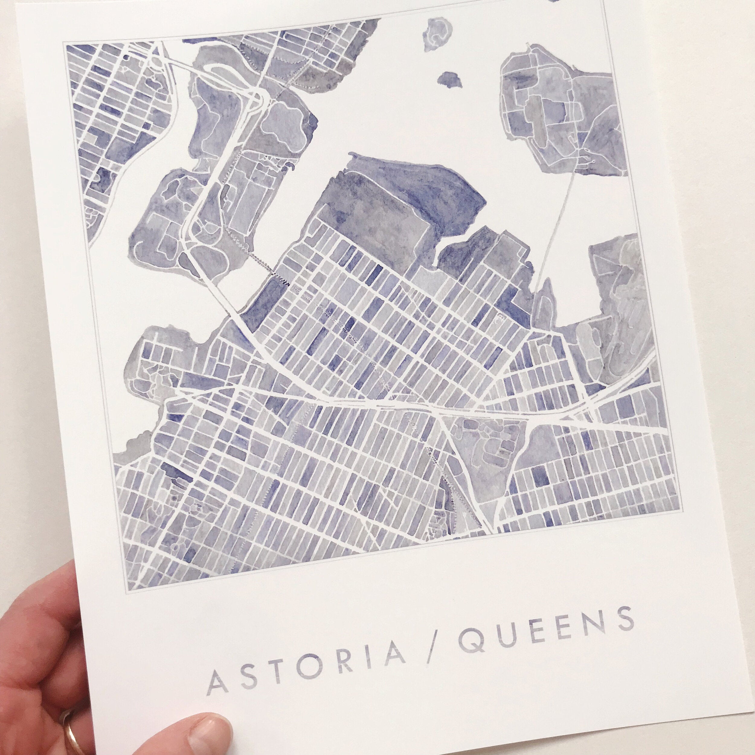 ASTORIA Queens Watercolor City Blocks Map: PRINT