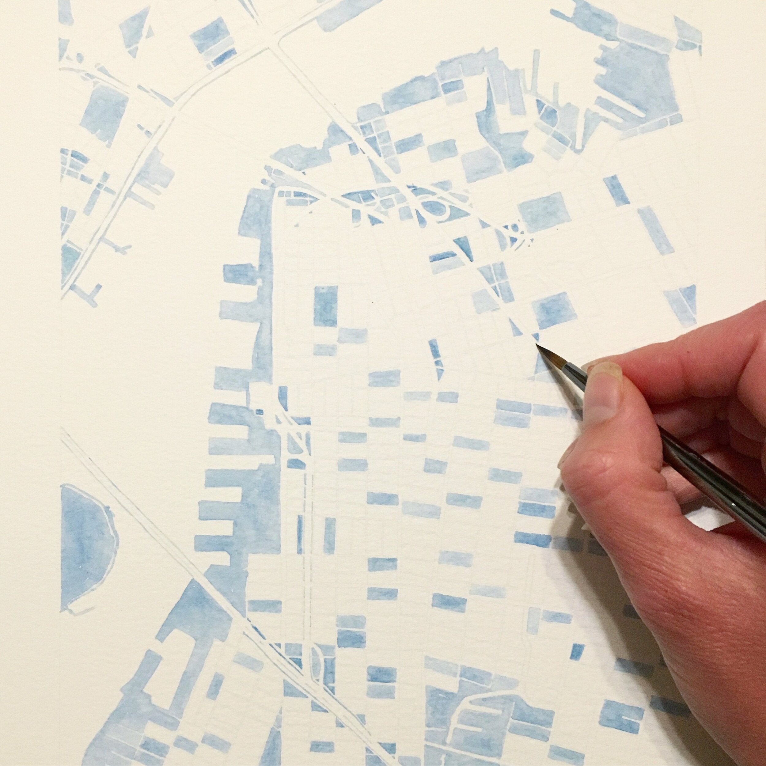 BROOKLYN HEIGHTS Watercolor City Blocks Map: PRINT