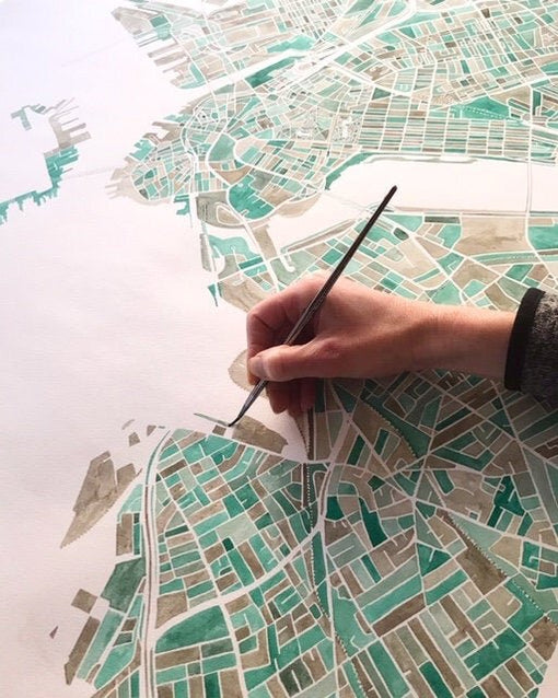 Original Watercolor City Blocks Maps — Turn-of-the-Centuries