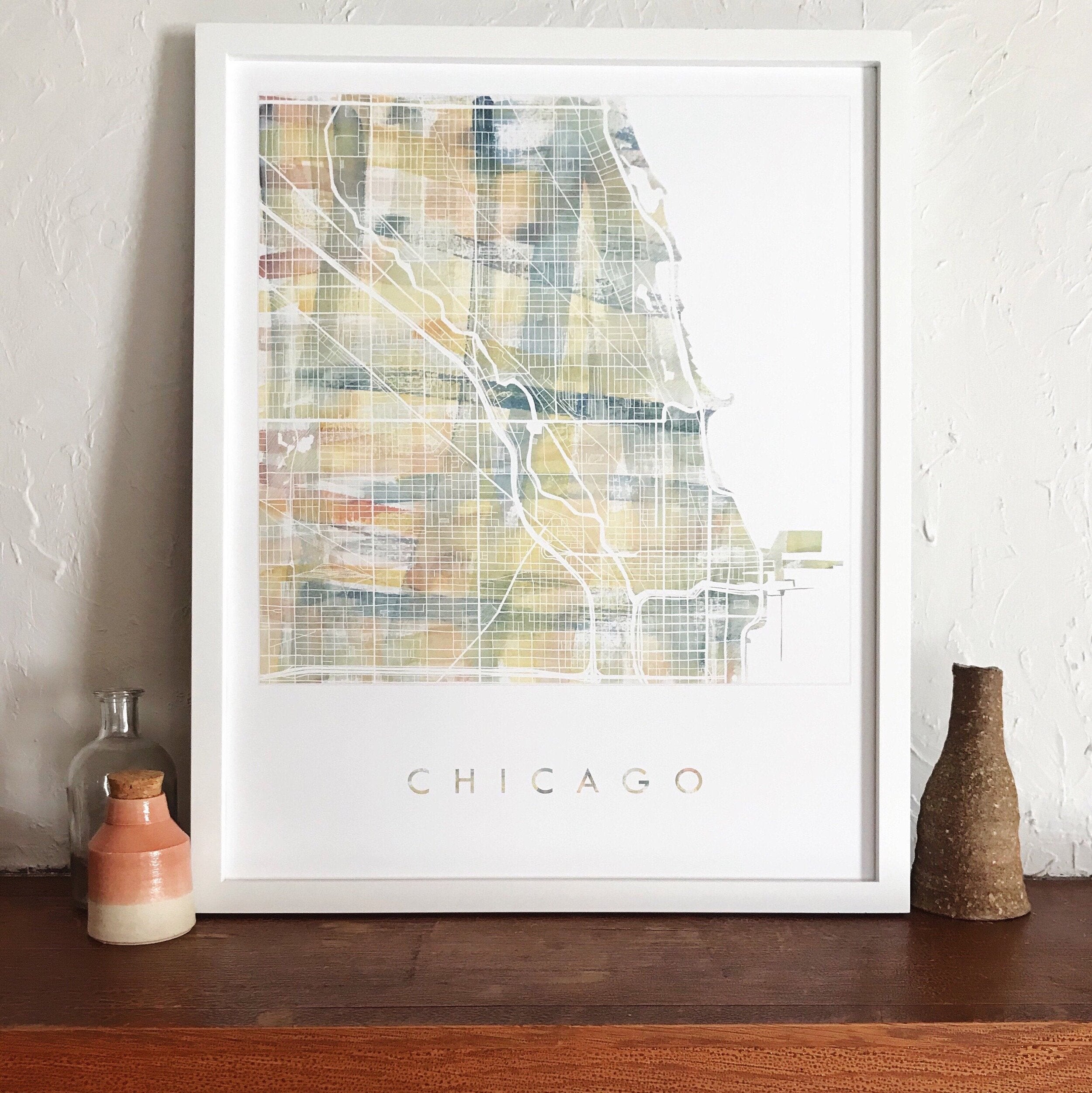 CHICAGO Painterly Watercolor Map: PRINT