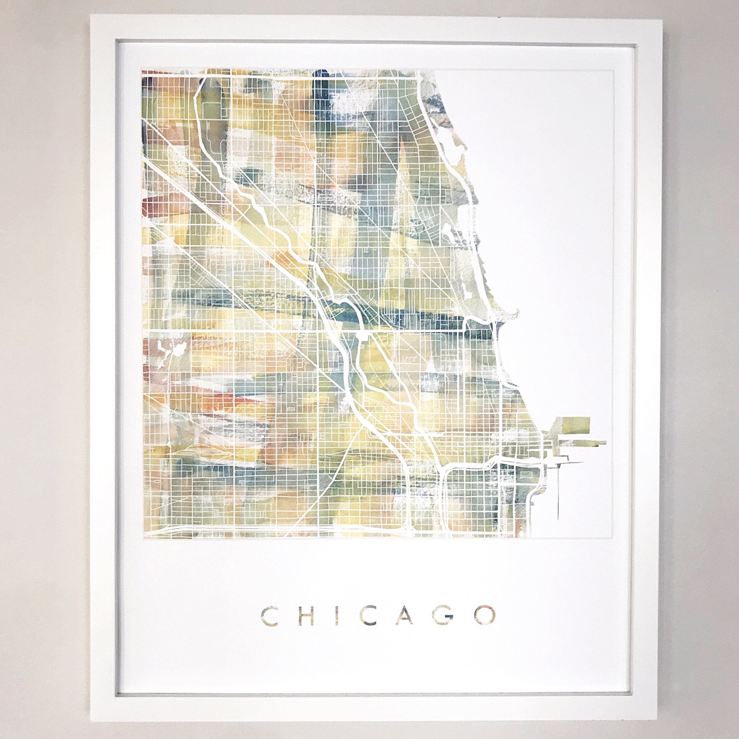 CHICAGO Painterly Watercolor Map: PRINT